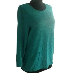 Chico's size 0 shirt 3/4 sleeve teal blue Small 4 Crinkle Ribbed